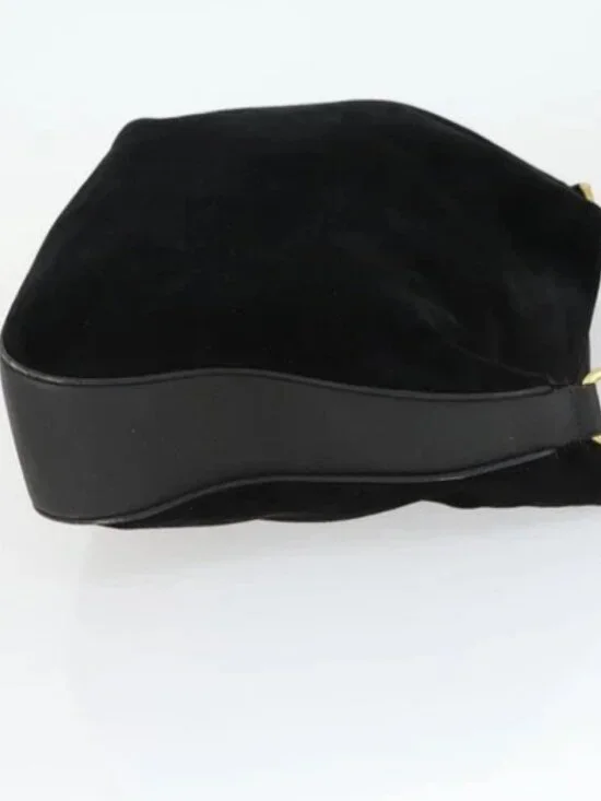 GUCCI Bamboo Hand Bag Patent leather 2 Set Black Auth bs33355 - Picture 11 of 16